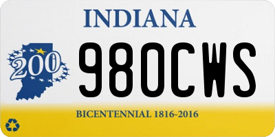IN license plate 980CWS
