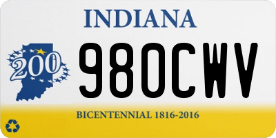 IN license plate 980CWV