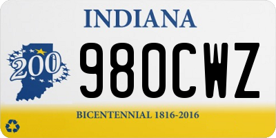 IN license plate 980CWZ