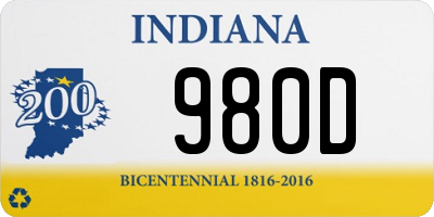 IN license plate 980D