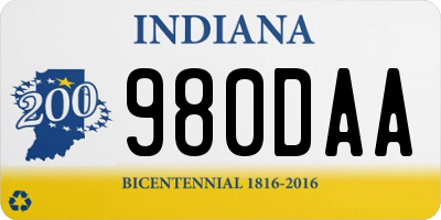 IN license plate 980DAA