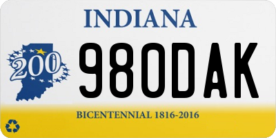 IN license plate 980DAK