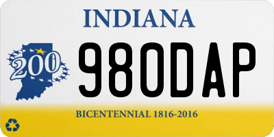 IN license plate 980DAP
