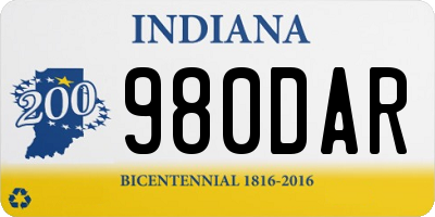 IN license plate 980DAR