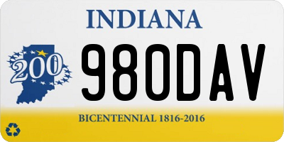 IN license plate 980DAV