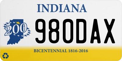 IN license plate 980DAX