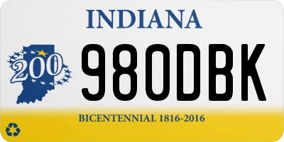 IN license plate 980DBK