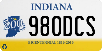 IN license plate 980DCS
