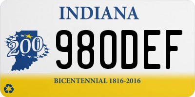 IN license plate 980DEF