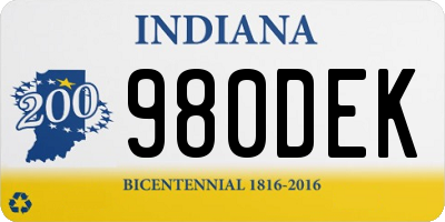 IN license plate 980DEK
