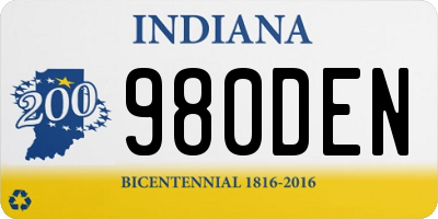 IN license plate 980DEN