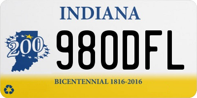 IN license plate 980DFL