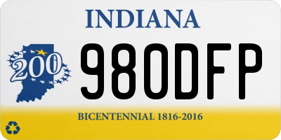 IN license plate 980DFP