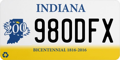 IN license plate 980DFX