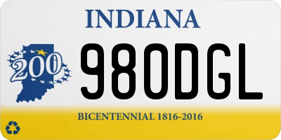 IN license plate 980DGL