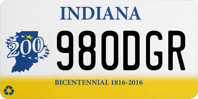 IN license plate 980DGR