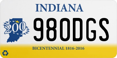 IN license plate 980DGS
