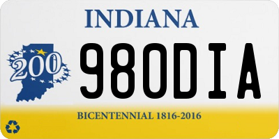 IN license plate 980DIA