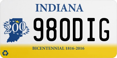 IN license plate 980DIG