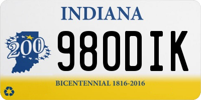 IN license plate 980DIK