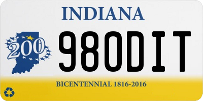 IN license plate 980DIT