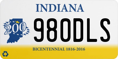 IN license plate 980DLS