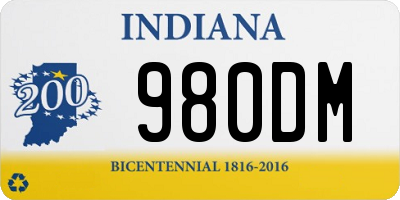 IN license plate 980DM