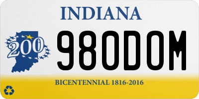 IN license plate 980DOM