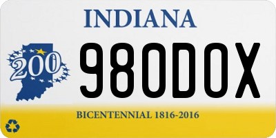 IN license plate 980DOX