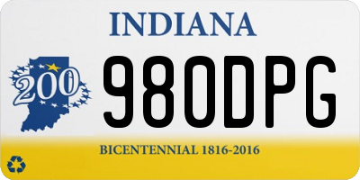 IN license plate 980DPG