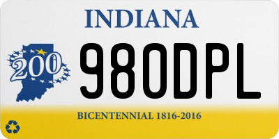 IN license plate 980DPL
