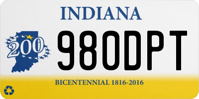 IN license plate 980DPT