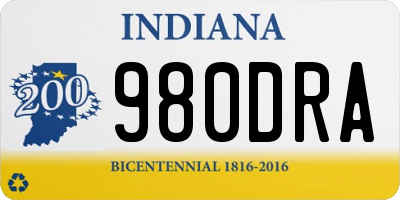 IN license plate 980DRA