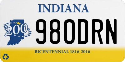 IN license plate 980DRN