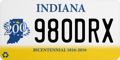 IN license plate 980DRX