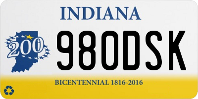 IN license plate 980DSK