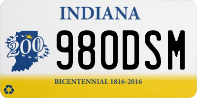 IN license plate 980DSM