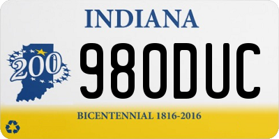 IN license plate 980DUC
