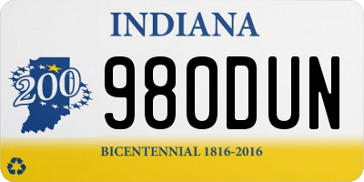 IN license plate 980DUN