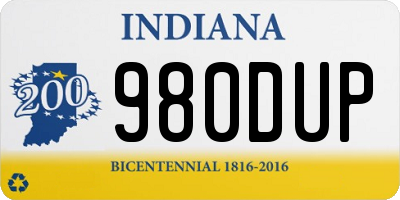 IN license plate 980DUP