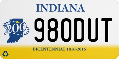 IN license plate 980DUT