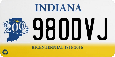 IN license plate 980DVJ