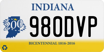 IN license plate 980DVP