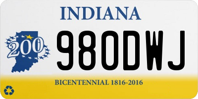 IN license plate 980DWJ