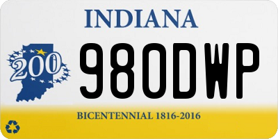 IN license plate 980DWP