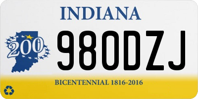 IN license plate 980DZJ