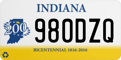 IN license plate 980DZQ