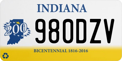 IN license plate 980DZV