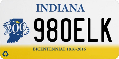 IN license plate 980ELK