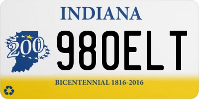 IN license plate 980ELT